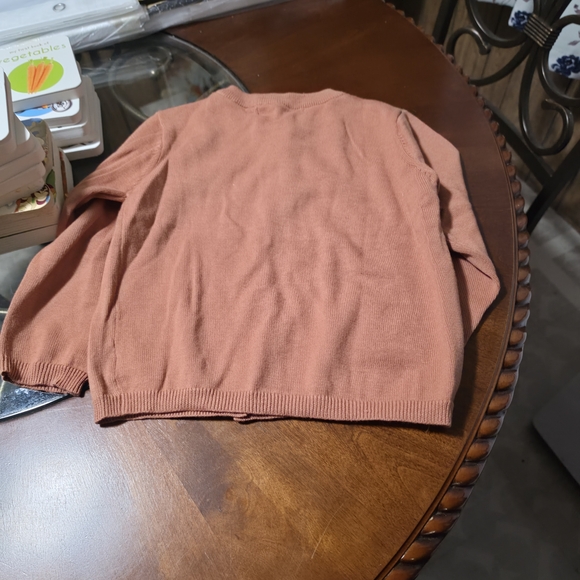 Kids Button-Front Cardigan Sweater - Rust - Picture 4 of 5